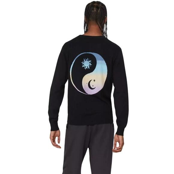 Spiritual Gangster Unisex Yin Yang Parker Sweater Cashmere Blend Vtg Black L NWT - Picture 13 of 13